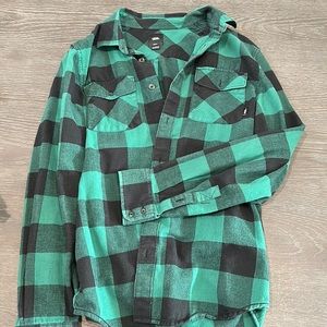 Green and Black Button Down Flannel
